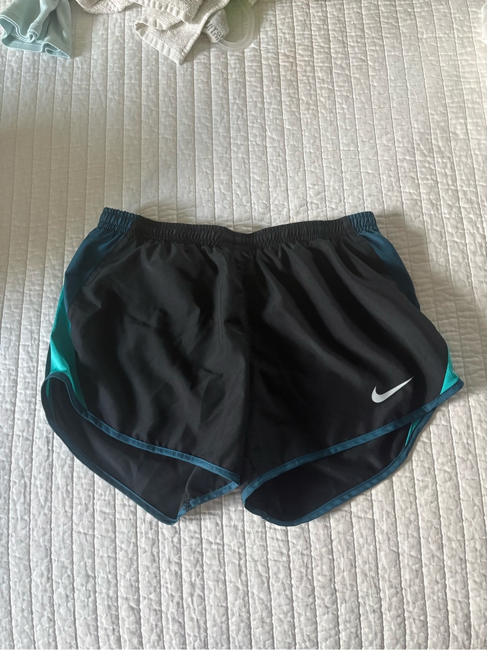 Nike Black Women's Athletic Shorts with Teal Trim